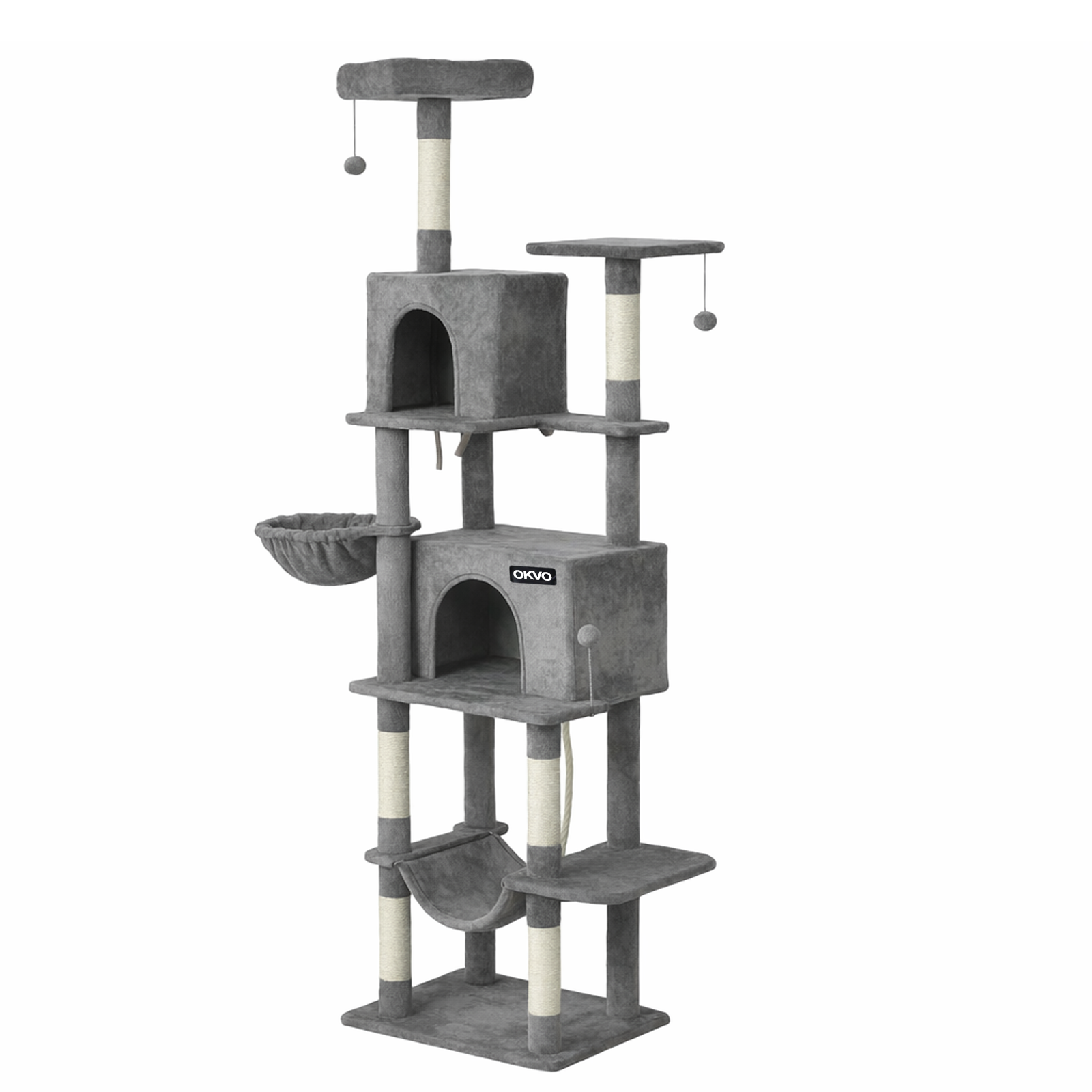 OKVO 80" Multi-Level Cat Tower with Condos, Hammocks and Scratching Posts, Dark Gray