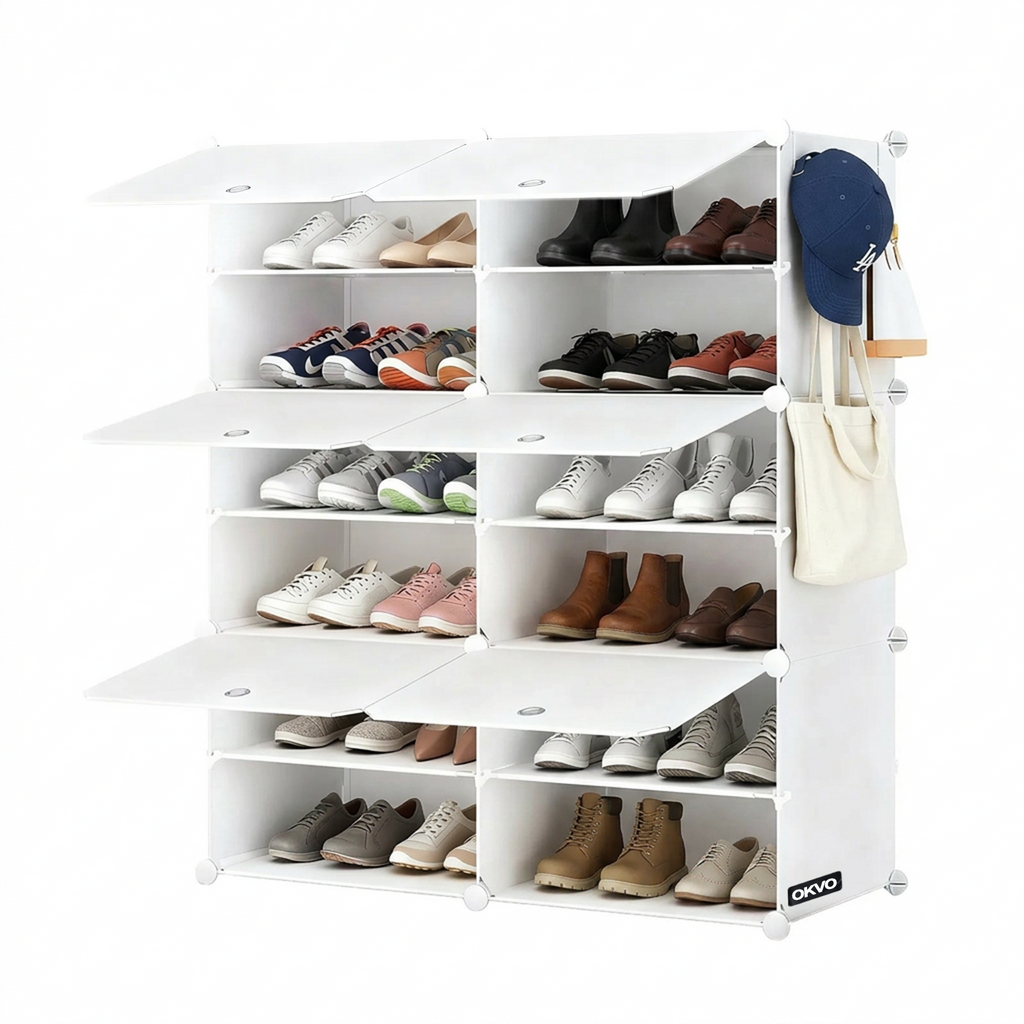 OKVO 6-Tier Shoe Storage Cabinet with Doors, Stackable Shoe Rack Organizer