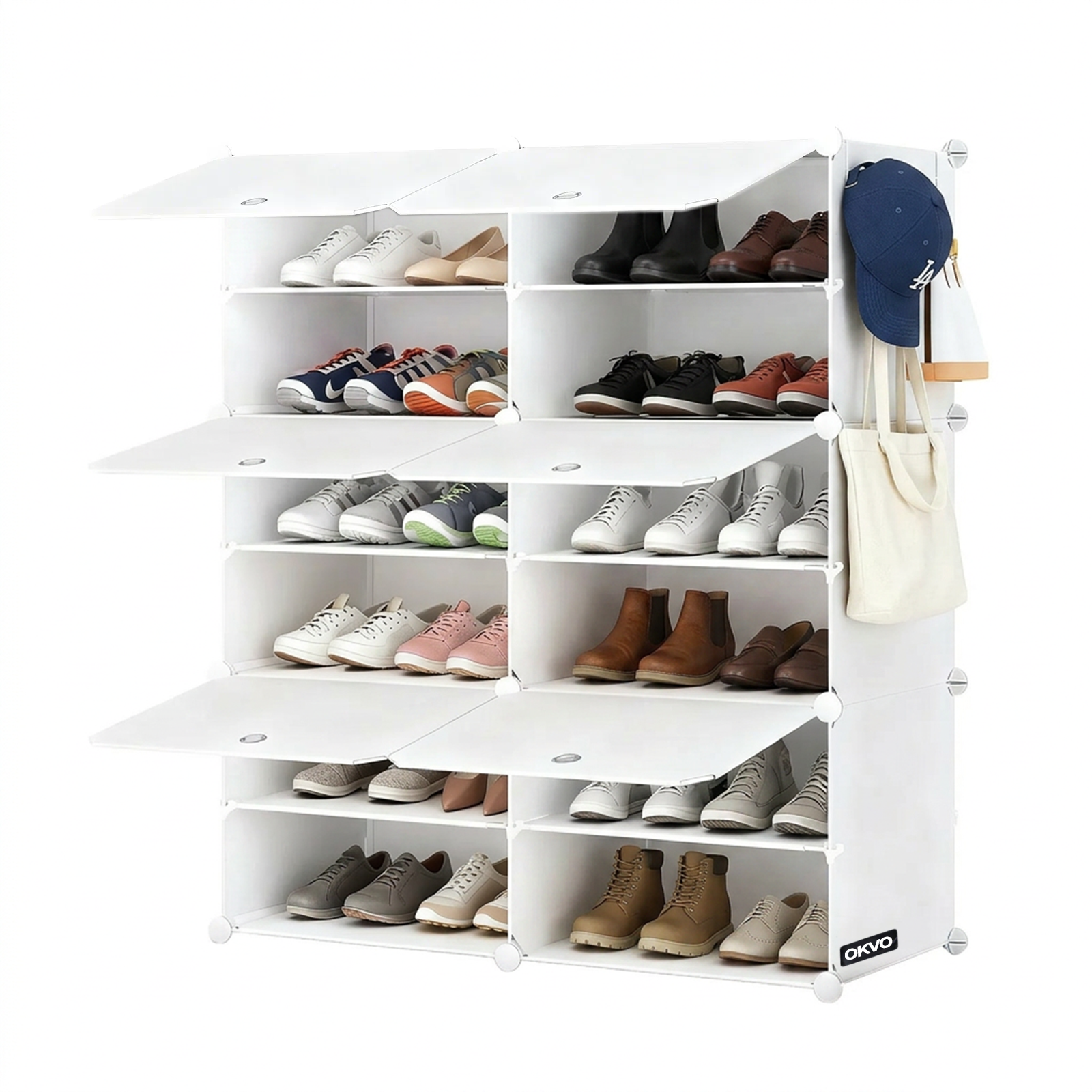 OKVO 6-Tier Shoe Storage Cabinet with Doors, Stackable Shoe Rack Organizer