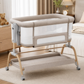 OKVO 3-in-1 Baby Bassinet Bedside Sleeper with Rocking Mode, Full Mesh Sides and Adjustable Height