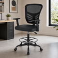 OKVO Mesh Drafting Chair with Adjustable Armrests and Foot Ring, Tall Office Chair for Desk and Studio Us