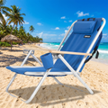 OKVO Portable Folding Beach Chair with Adjustable Headrest, Blue