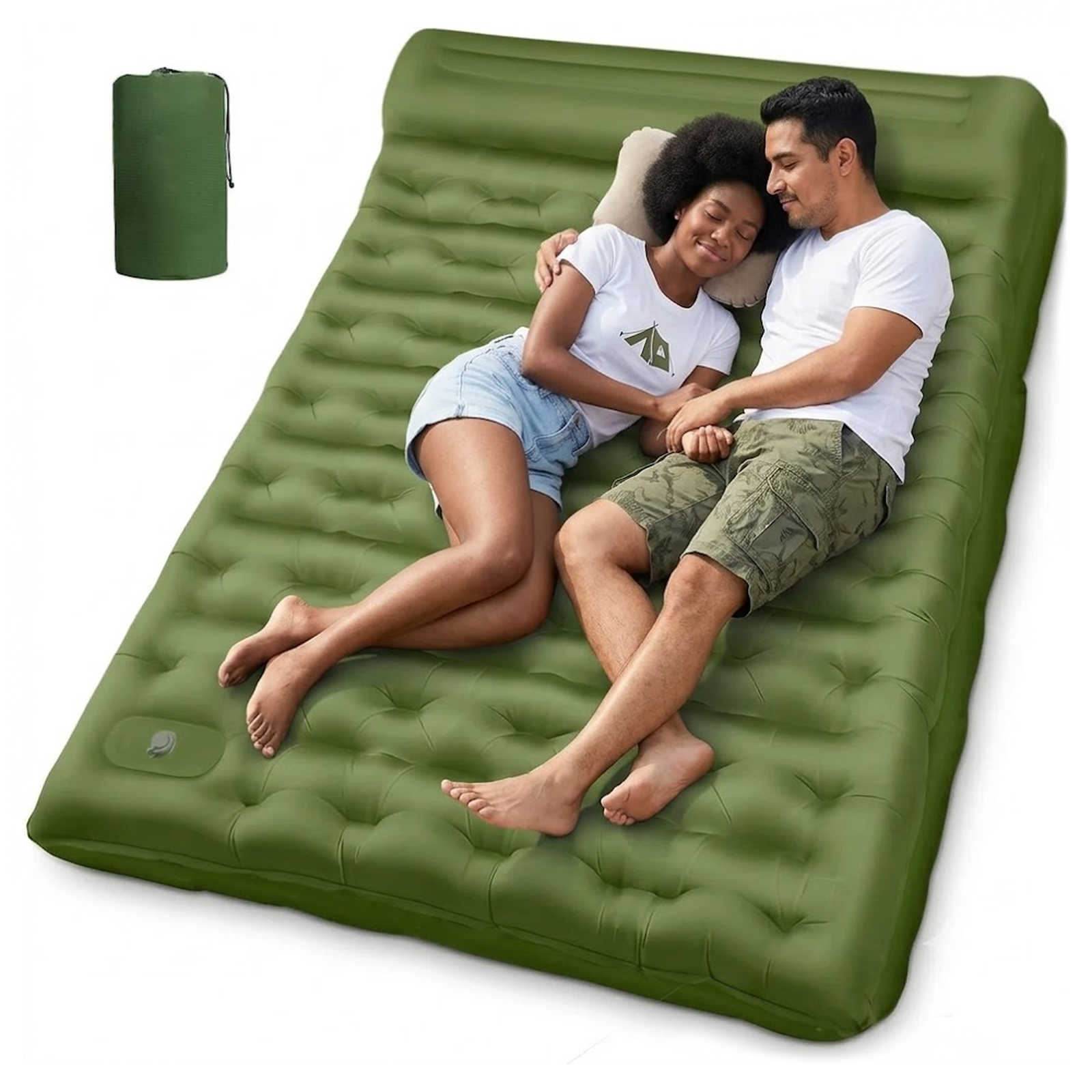 OKVO Ultralight Camping Sleeping Pad with Pillow and Built-in Foot Pump, 4" Thick Inflatable Mat for Backpacking and Hiking