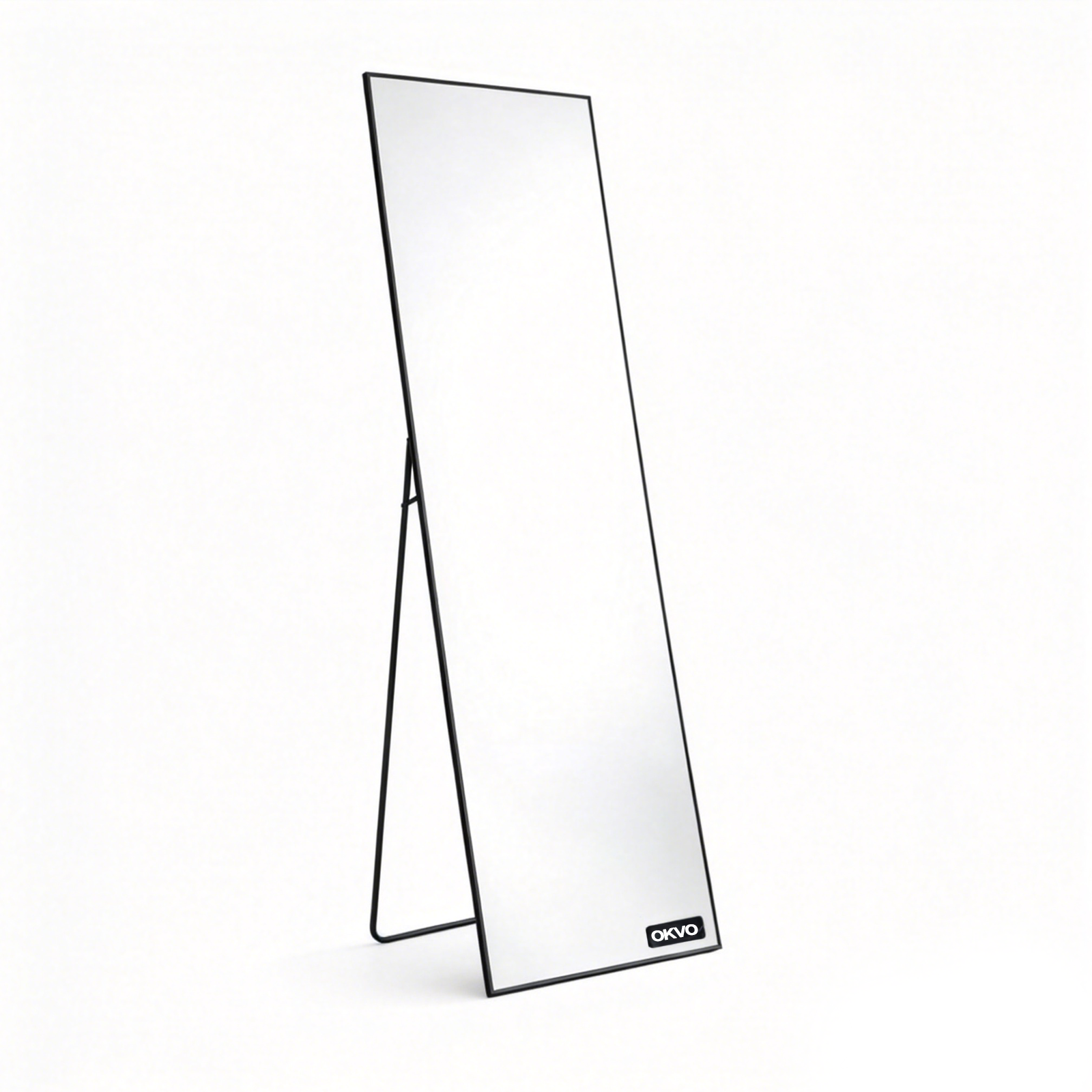OKVO 21" x 64" Full Length Floor Mirror with Stand, Black Aluminum Frame