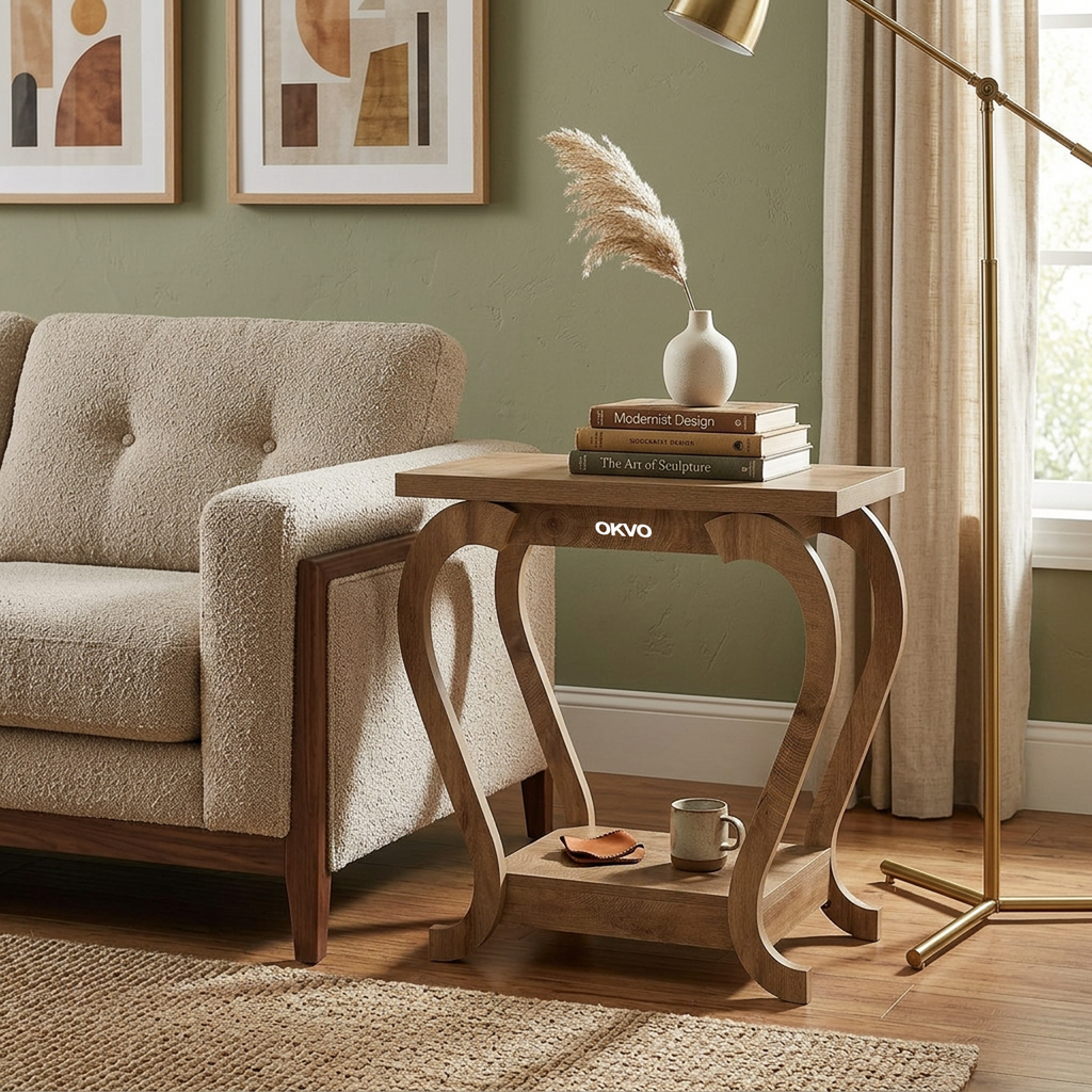 OKVO 2-Tier Narrow End Table with Storage Shelf for Living Room or Bedroom