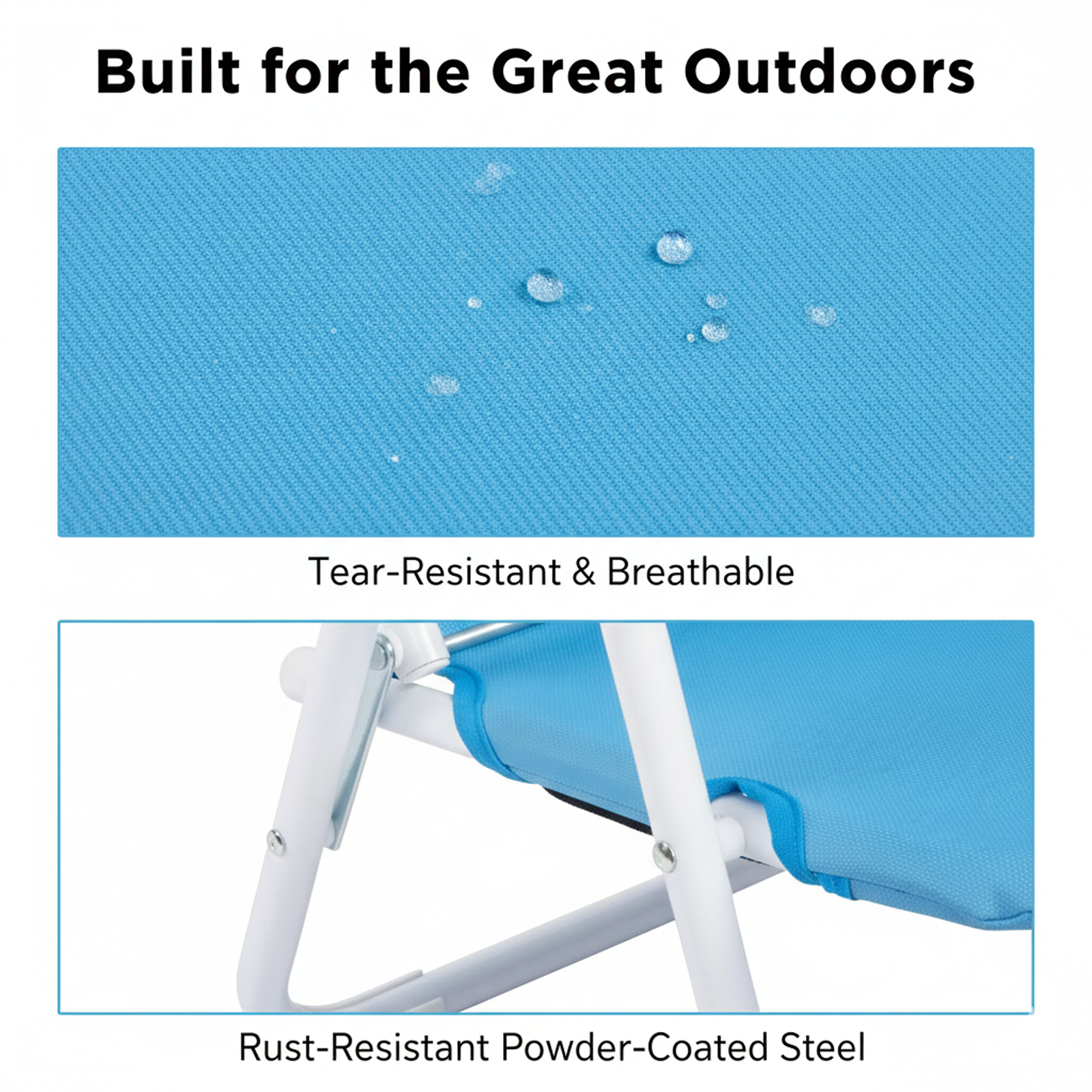 OKVO Oxford Cloth Outdoor Beach Chair with Iron Frame, Portable Folding Camping Chair, Blue
