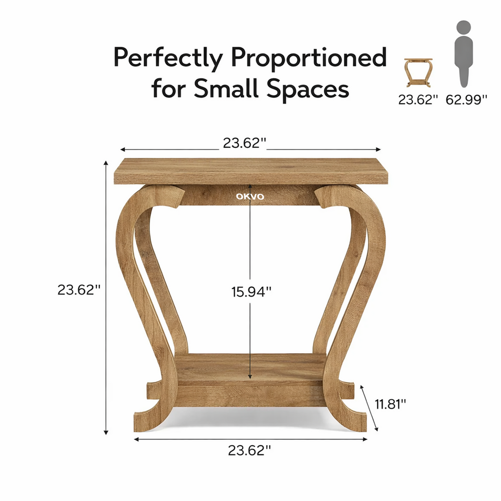 OKVO 2-Tier Narrow End Table with Storage Shelf for Living Room or Bedroom