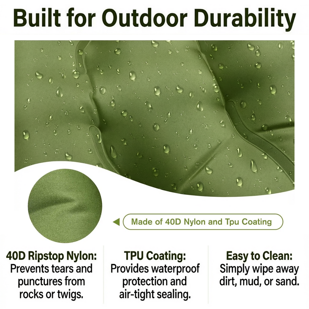 OKVO Ultralight Camping Sleeping Pad with Pillow and Built-in Foot Pump, 4" Thick Inflatable Mat for Backpacking and Hiking