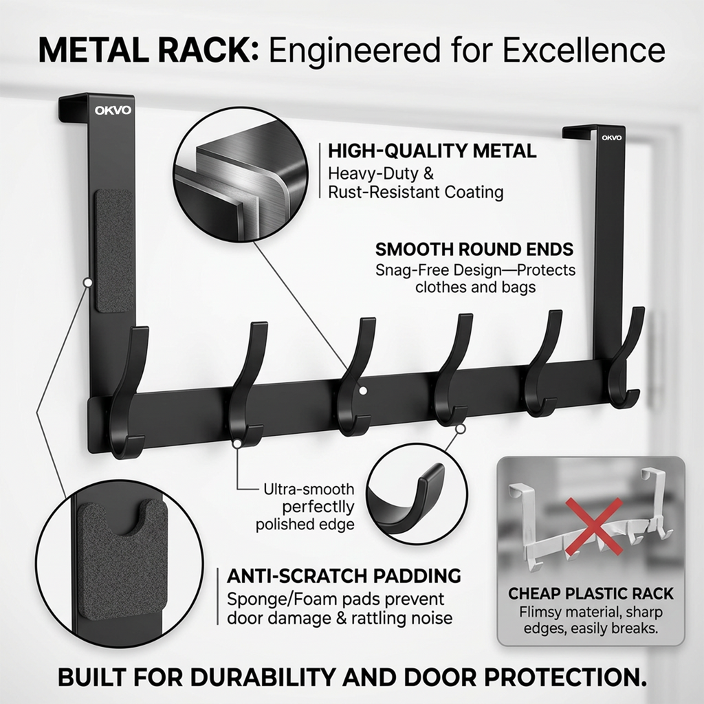 OKVO Over the Door Hooks for Towels, Coats and Accessories