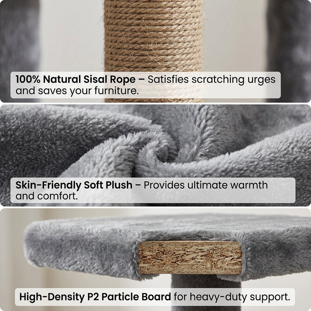 OKVO 80" Multi-Level Cat Tower with Condos, Hammocks and Scratching Posts, Dark Gray