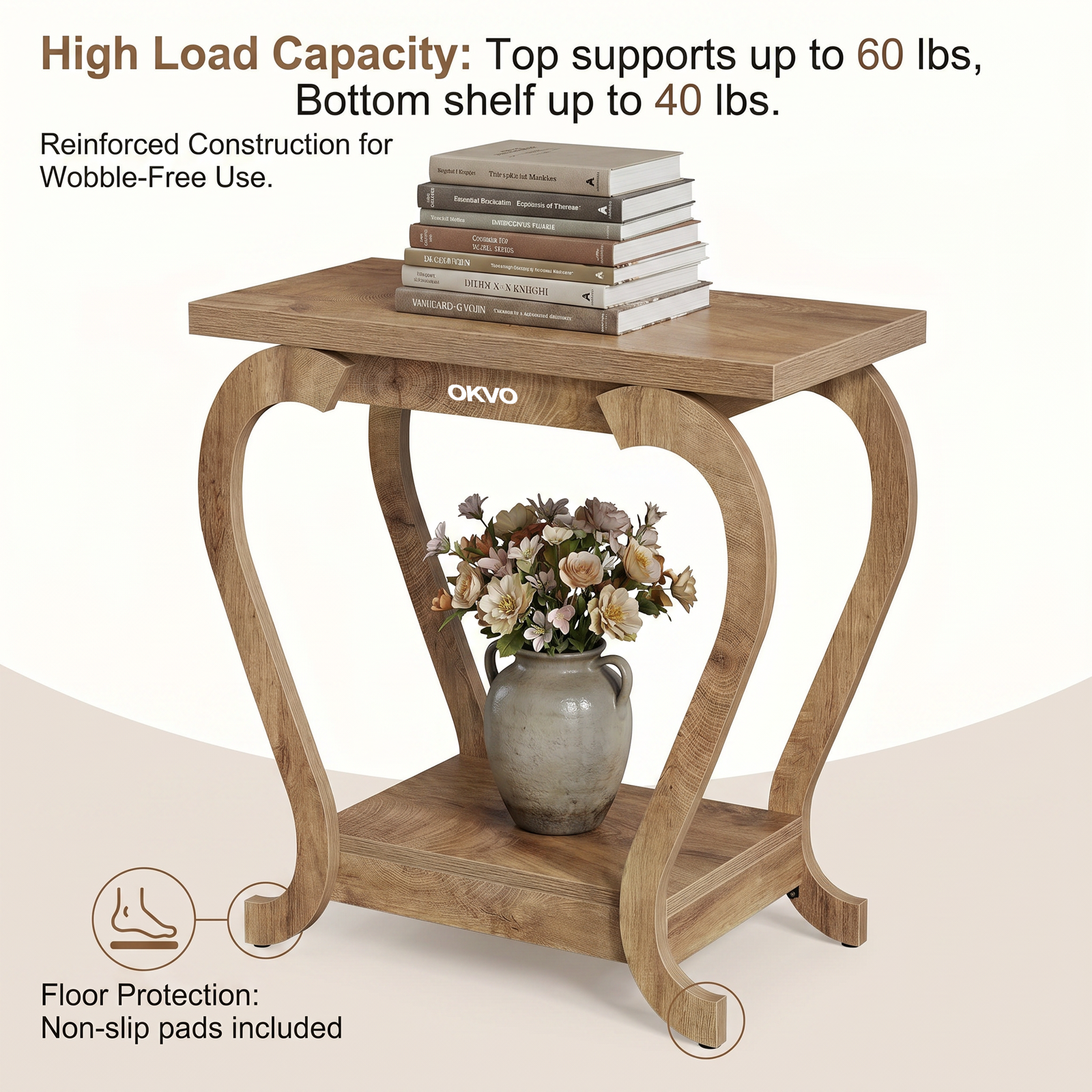 OKVO 2-Tier Narrow End Table with Storage Shelf for Living Room or Bedroom
