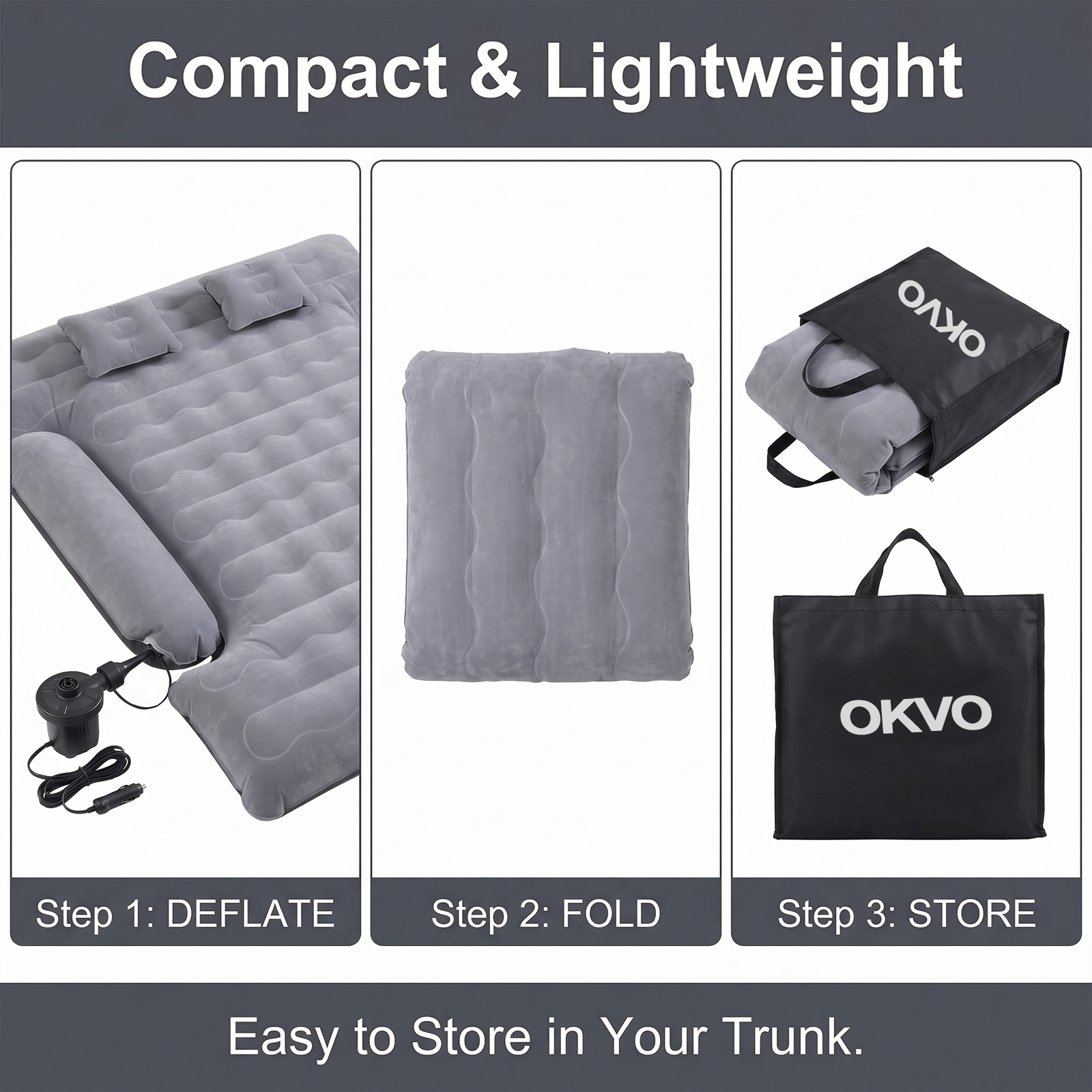 OKVO Truck Bed Air Mattress for 6–6.5 ft Full Size Pickup Beds with 12V Pump