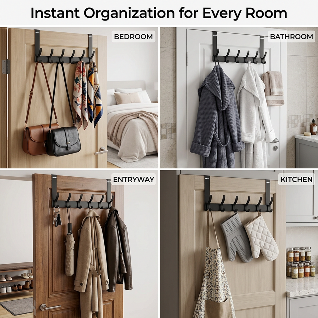 OKVO Over the Door Hooks for Towels, Coats and Accessories