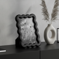 OKVO Wavy Shape Picture Frame, Black Modern Photo Frame with Easel Back for Home Decor